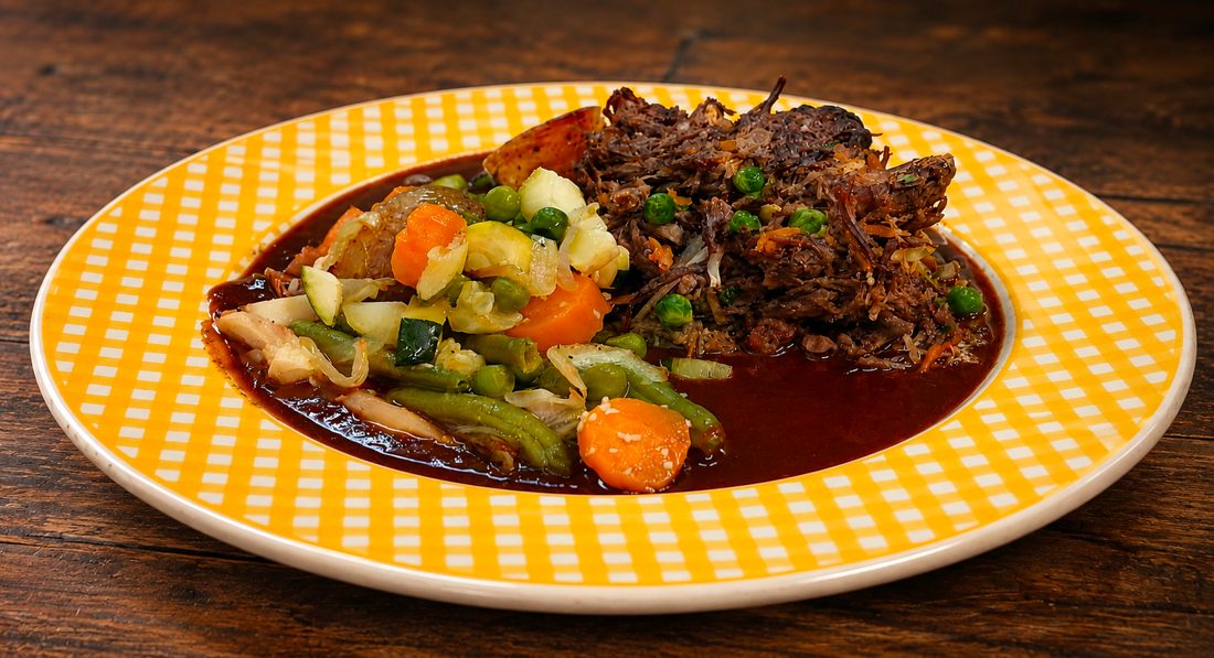 Effiloché de bœuf et ses petits légumes